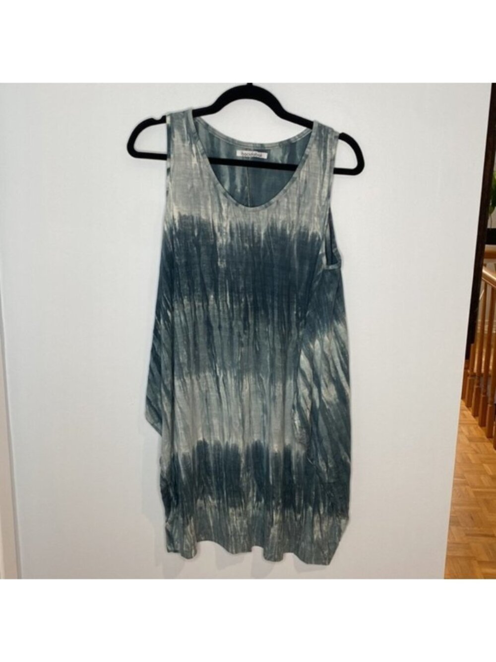 Bacidabali Women Grey Blue Tie Dye Sleeveless Sweater Dress Size Large